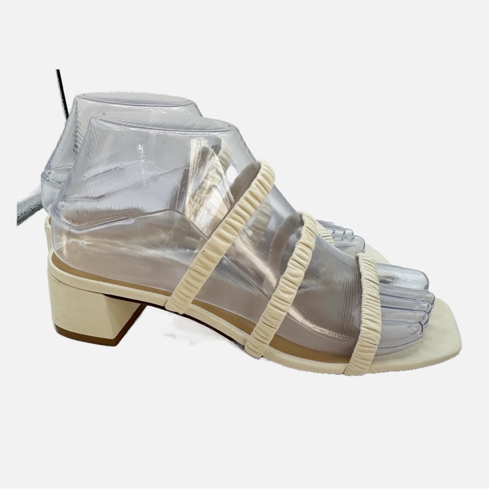 Reformation Assunta Strappy Block Heel Mule white leather sandal square toe 6.5 - Picture 3 of 12
